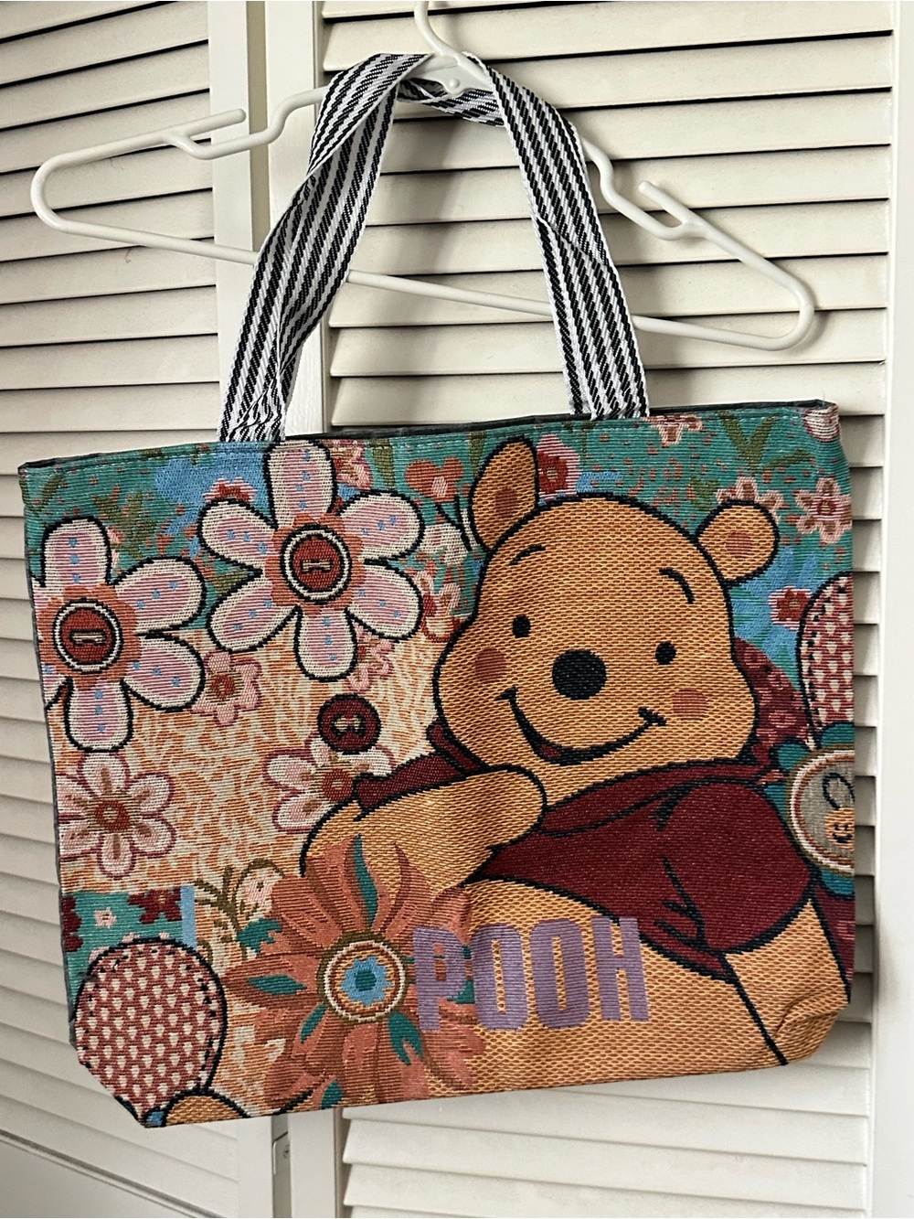 Winnie the Pooh Floral Canvas Tote Bag - Yellow & Red